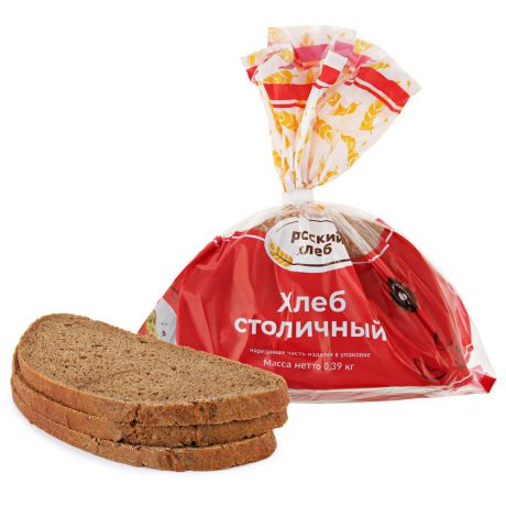 Хлеб Русский хлеб Столичный 390 г в нарезке