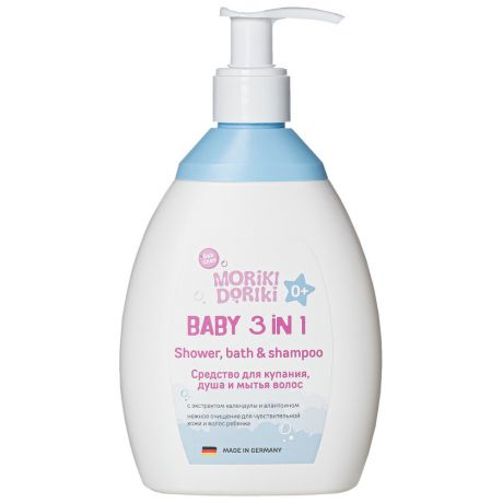 Средство Moriki-Doriki для купания, душа и мытья волос 3в1 для малышей от 0 месяцев 250 мл