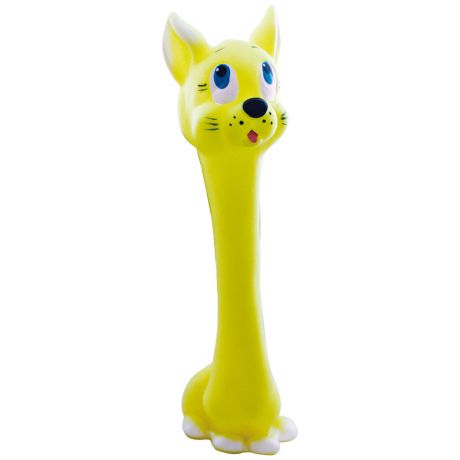 Игрушка Зооник Гантель Кошка желтая для собак 20 см