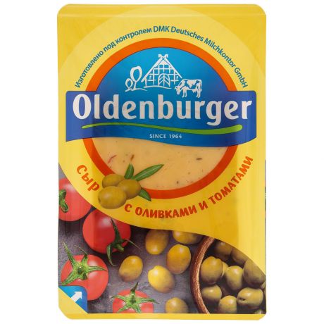 Сыр Oldenburger с оливками и томатами 50% нарезанные ломтики 125 г