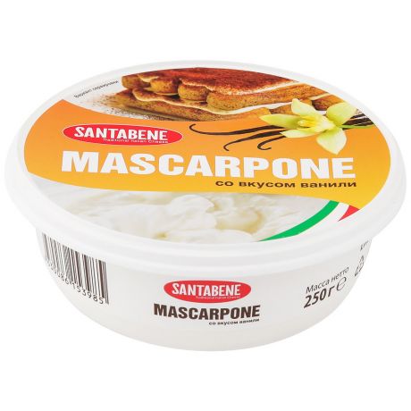 Сыр Santabene Mascarpone со вкусом ванили 80% 250 г