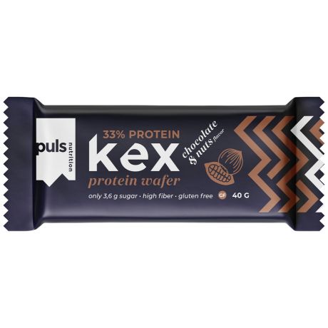 Вафли Puls Nutrition протеиновые Puls KEX Шоколад и Фундук 40 г
