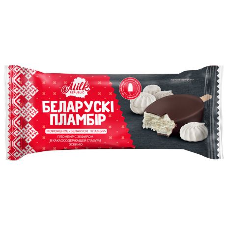 Мороженое Milk Republic пломбир с ароматом зефира в какаосодержащей глазури 12% 70 г