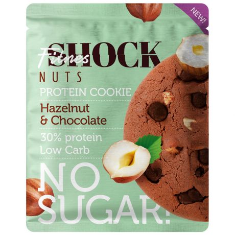 Печенье FitnesShock Nuts протеиновое Шоколад Фундук 40 г