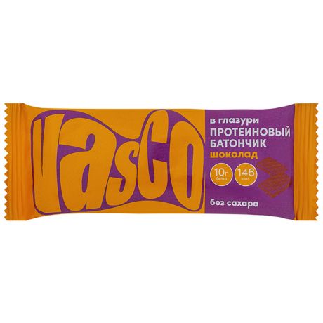 Батончик Vasco протеиновый низкоуглеводный в глазури со вкусом шоколада 40 г
