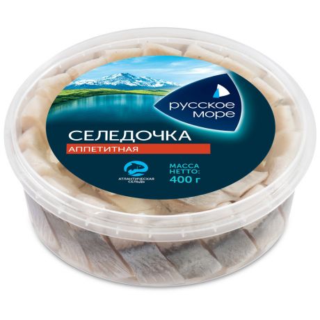 Сельдь филе-кусочки Русское море аппетитная в масле 400 г