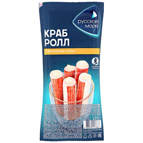 Крабовые палочки Русское море Краб-ролл имитация с сыром охлажденные 180 г