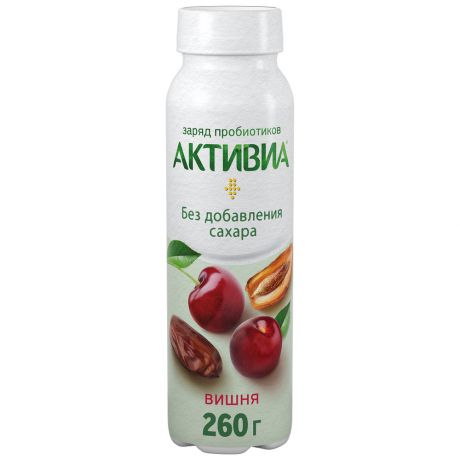 Питьевой йогурт Активиа с яблоком, вишней и фиником без сахара 2% 260 г