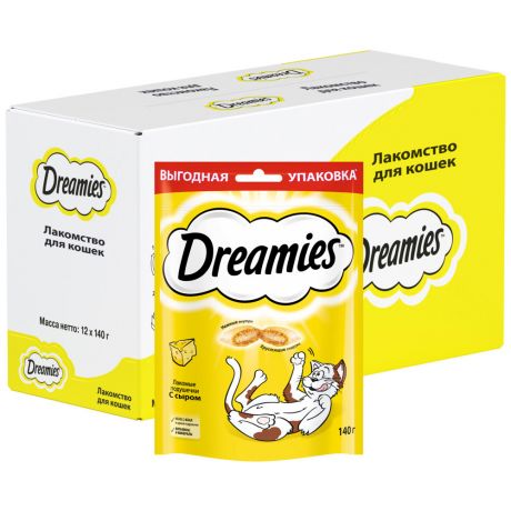 Лакомство Dreamies Подушечки с сыром для кошек 12 штук по 140 г