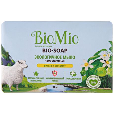 Мыло туалетное BioMio Bio-Soap экологичное с эфирными маслами Литсея и бергамот 90 г