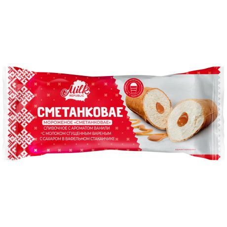 Мороженое Milk Republic Сметанковае с ароматом ванили и сгущенным молоком 8% 70 г