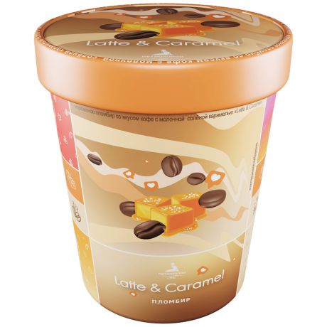 Мороженое Петрохолод пломбир со вкусом кофе с молочной солёной карамелью Latte Сaramel 300 г