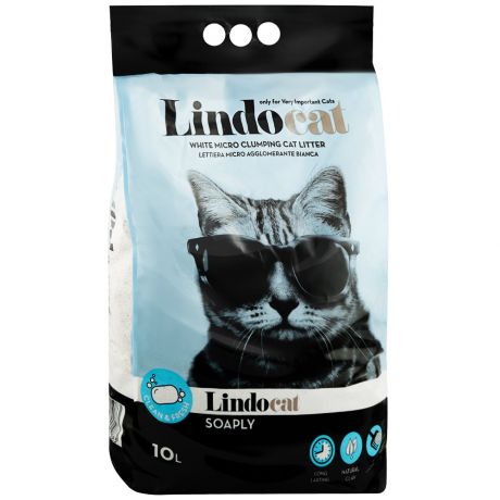 Наполнитель Lindocat Soaply комкующийся с ароматом мыла для кошачьего туалета 10 л