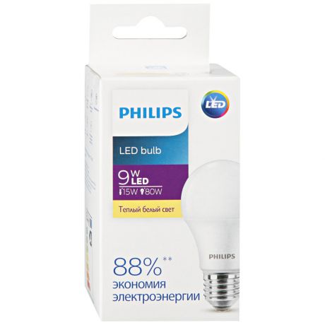 Лампа Philips Ecohome Led Bulb 9W E27 3000K светодиодная А60 свет теплый