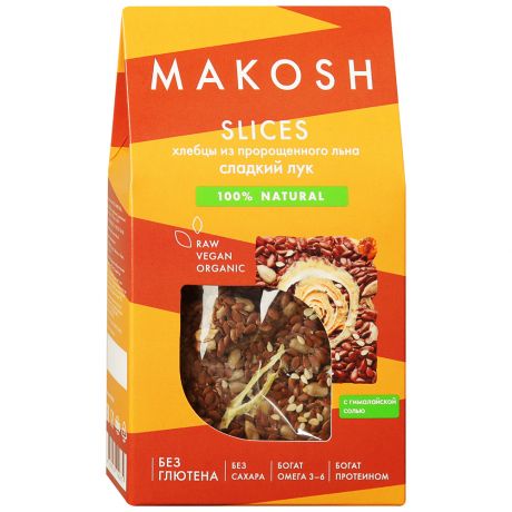 Хлебцы Makosh Slices Сладкий лук на основе семян льна 55 г