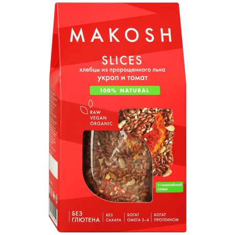 Хлебцы Makosh Slices Укроп и томат на основе семян льна 55 г