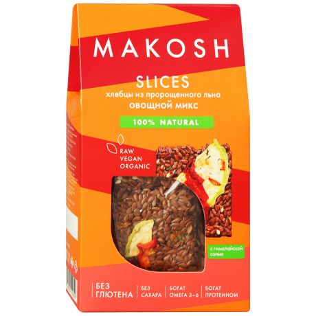 Хлебцы Makosh Slices Овощной микс на основе семян льна 55 г