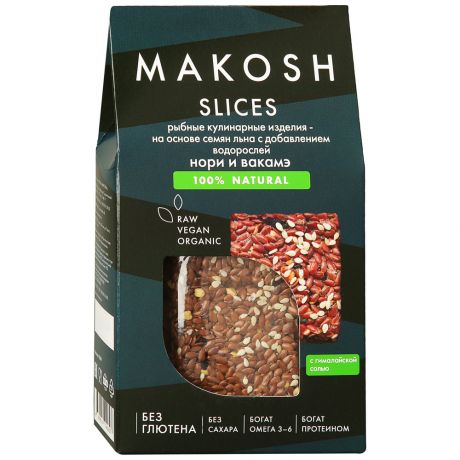 Хлебцы Makosh Slices Нори и вакамэ на основе семян льна 55 г