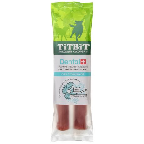 Лакомство Titbit Дентал+ Снек с говядиной для собак средних пород 85 г