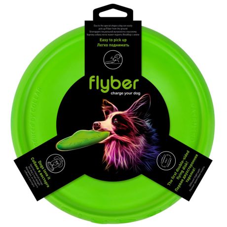 Игрушка Flyber летающая тарелка зеленая для собак диаметр 22 см