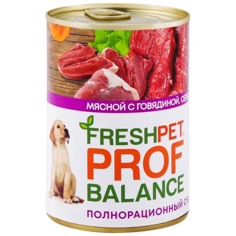 Корм влажный Freshpet Profbalance с говядиной сердцем и рисом для щенков 410 г