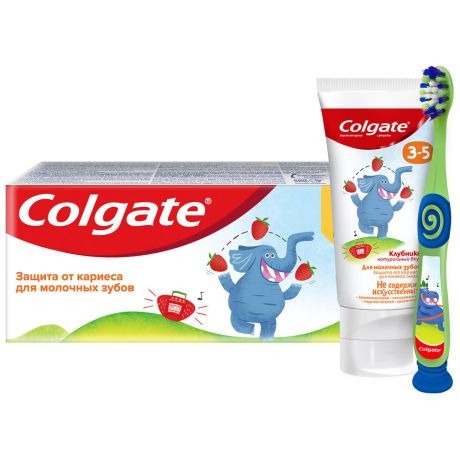 Детский набор Colgate Зубная паста со вкусом клубники 60 мл и Зубная щетка