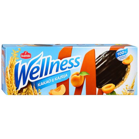 Печенье Wellness цельнозерновое глазированное абрикосовое с витаминами 150 г