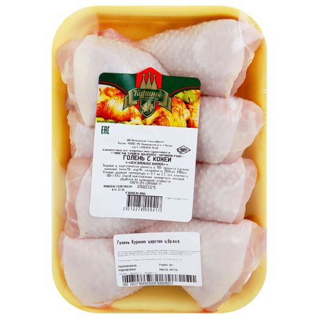 Голень цыпленка-бройлера Куриное царство с кожей охлажденная на подложке 0.8-1.2 кг