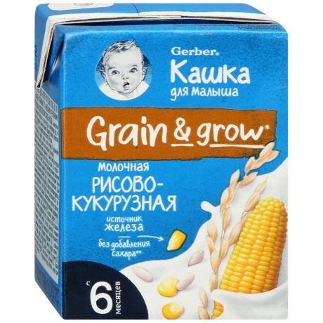 Каша рисово-кукурузная Gerber Кашка молочная без варки с 6 месяцев 200 мл