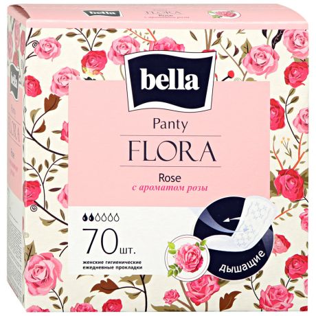 Прокладки ежедневные Bella Panty FLORA Rose с ароматом розы 70 штук
