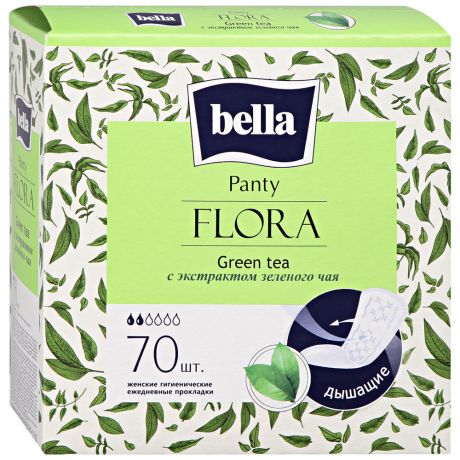 Прокладки ежедневные Bella Panty FLORA Green tea с экстрактом зеленого чая 70 штук
