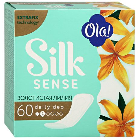 Прокладки ежедневные Ola! Silk Sense Dayly Deo гигиенические аромат Золотистая лилия 2 капли 60 штук
