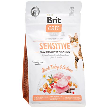 Сухой корм для чувствительного пищеварения. Brit Care Cat sensitive gf. Brit Care Care Cat gf sensitive healthy digestion & delicate taste. Brit Care для кошек паштет. Brit Care srnsitive Drlicate Cat gf.