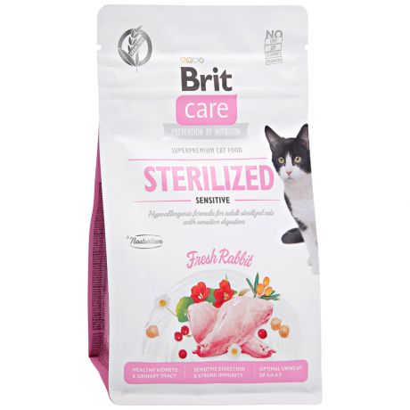Корм сухой Brit Care Cat GF Sterilized Sensitive для стерилизованных кошек с чувствительным пищеварением 400 г
