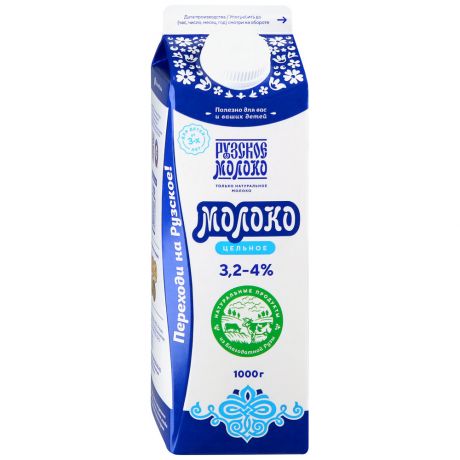 Молоко Рузское молоко пастеризованное 3.2%-4.0% 1 л