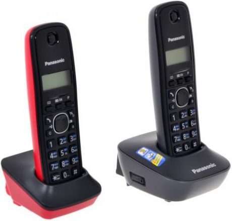 Радиотелефон DECT Panasonic KX-TG1612RU3 черный/красный