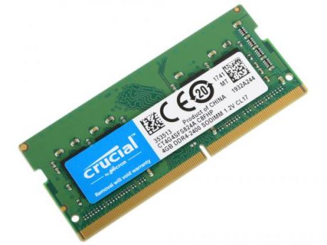 Оперативная память для ноутбука 4Gb (1x4Gb) PC4-19200 2400MHz DDR4 SO-DIMM CL17 Crucial CT4G4SFS824A