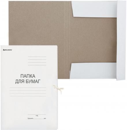 Папка для бумаг с завязками картонная BRAUBERG, гарантированная плотность 300 г/м2, до 200 л., 124567