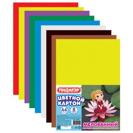 Набор цветного картона ПИФАГОР Дюймовочка A4 8 листов