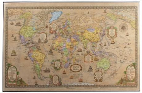 Коврик-подкладка настольный для письма, с картой мира ретро, 380х590 мм, 