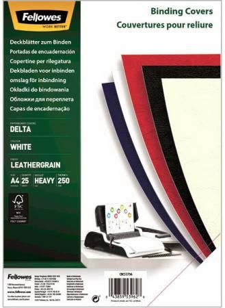 Обложка Delta A4 Fellowes. Цвет: белый, 25 шт, тиснение под кожу, шт