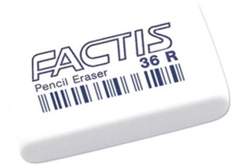 Резинка стирательная FACTIS 36 R (Испания), прямоугольная, 40х24х9 мм, мягкая, синтетический каучук, CNF36RB