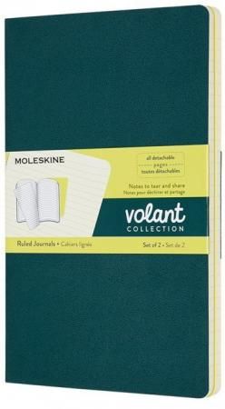 Блокнот Moleskine VOLANT QP721K31M20 Large 130х210мм 96стр. линейка мягкая обложка зеленый/желтый цитрон (2шт)