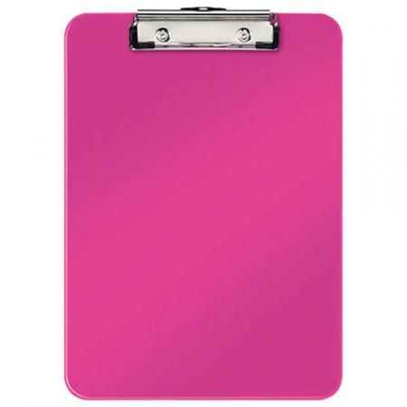 Доска-планшет LEITZ "WOW", с верхним прижимом, A4, 320х228 мм, пластик, 1,7 мм, розовая, 39710023