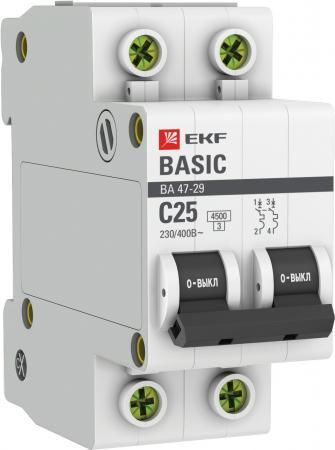 EKF mcb4729-2-25C Автоматический выключатель 2P 25А (C) 4,5кА ВА 47-29 EKF Basic