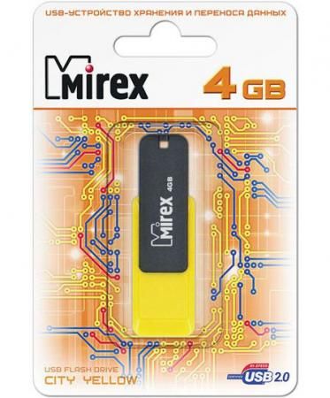 Флешка 4Gb Mirex City USB 2.0 желтый черный