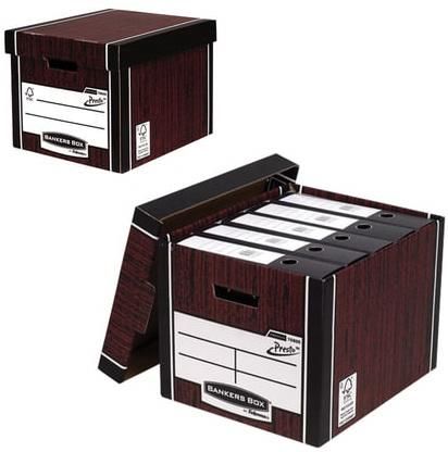 Короб архивный (285х385х325 мм), с крышкой, гофрокартон, FELLOWES (BANKERS BOX) "Woodgrain", FS-00610