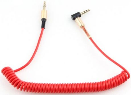 Кабель аудио (угловой) спиральный Cablexpert CCAB-02-35MMLC-1.8MR. 3.5 джек (M)/3.5 джек (M), красный, 1.8м, блистер