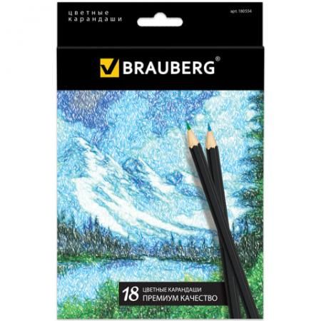 Набор цветных карандашей BRAUBERG "Artist line" 18 шт