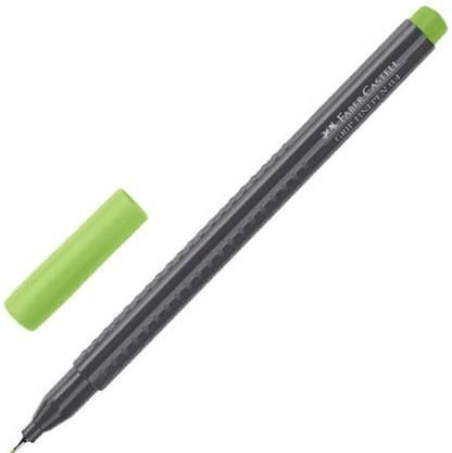 Ручка капиллярная FABER-CASTELL "Grip Finepen", СВЕТЛО-ЗЕЛЕНАЯ, трехгранная, корпус черный, 0,4 мм, 151666